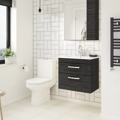 Brooklyn Black Cloakroom Suite (Wall Hung Vanity + Toilet)
