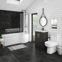 Brooklyn Black Bathroom Suite + B Shaped Bath