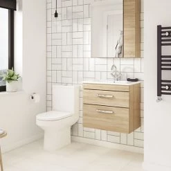 Brooklyn Natural Oak Cloakroom Suite (Wall Hung Vanity + Toilet)