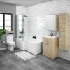 Brooklyn Natural Oak L Shaped Bath Suite (with Vanity + Tall Cabinet)