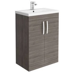 Brooklyn Grey Avola Bathroom Suite with Tall Cabinet -Bathroom Suites Sales BTCGA d2 460