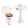 Burlington Close Coupled WC incl. Edwardian Medium Basin & Pedestal - Various Tap Hole Options