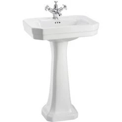 Burlington High Level WC w/ Victorian Large Basin & Pedestal - Various Tap Hole Options -Bathroom Suites Sales BUR HL VIC LRG d3 375