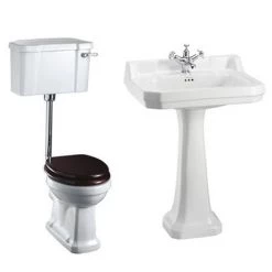 Burlington Low Level WC inc. Edwardian Large Basin & Pedestal - Various Tap Hole Options