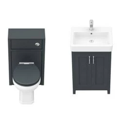 Chatsworth Traditional Graphite Sink Vanity Unit + Toilet Package -Bathroom Suites Sales C560WCBLK n d5 460