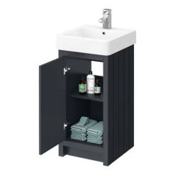 Chatsworth Traditional Graphite Cloakroom Suite (Vanity Unit + Close Coupled Toilet) -Bathroom Suites Sales CBKCS425 d2 460