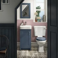 Chatsworth Traditional Blue Cloakroom Suite (Vanity Unit + Close Coupled Toilet)