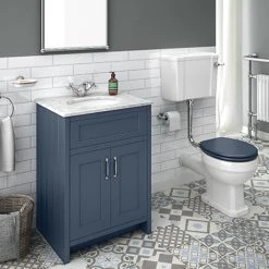 Chatsworth Blue White Marble 4-Piece Low Level Bathroom Suite