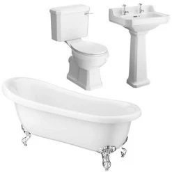 Carlton Classic Roll Top Slipper Suite with Ball + Claw Feet (1710mm) -Bathroom Suites Sales CCSBSBC detail1 460