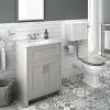 Chatsworth Grey White Marble 4-Piece Low Level Bathroom Suite
