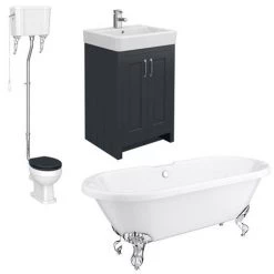 Chatsworth High Level Graphite Roll Top Bathroom Suite -Bathroom Suites Sales CHLSBLK2 d4 460
