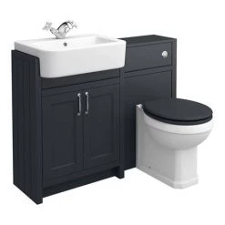 Chatsworth Traditional Graphite Semi-Recessed Vanity Unit + Toilet Package -Bathroom Suites Sales CSR600WCBLK d4 460