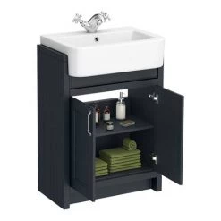 Chatsworth Traditional Graphite Semi-Recessed Vanity Unit + Toilet Package -Bathroom Suites Sales CSR600WCBLK d5 460