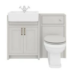Chatsworth Traditional Grey Semi-Recessed Vanity Unit + Toilet Package -Bathroom Suites Sales CSR600WCGRY D6 460