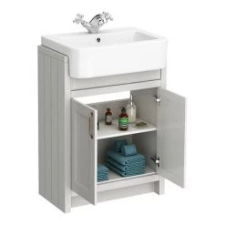 Chatsworth Traditional Grey Semi-Recessed Vanity Unit + Toilet Package -Bathroom Suites Sales CSR600WCGRY d4 460