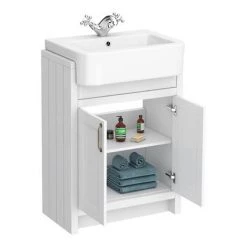 Chatsworth Traditional White Semi-Recessed Vanity Unit + Toilet Package -Bathroom Suites Sales CSR600WCWHT D5 460
