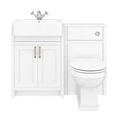 Chatsworth Traditional White Semi-Recessed Vanity Unit + Toilet Package -Bathroom Suites Sales CSR600WCWHT D6 460
