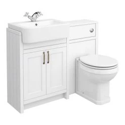 Chatsworth Traditional White Semi-Recessed Vanity Unit + Toilet Package -Bathroom Suites Sales CSR600WCWHT d4 460