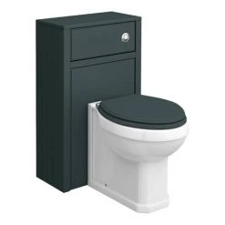 Chatsworth Traditional Green Semi-Recessed Vanity Unit w. Matt Black Handles + Toilet Package -Bathroom Suites Sales CSR6WCGRNMB d2 460