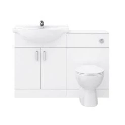 Cove 1150mm Vanity Unit Cloakroom Suite (Gloss White - Depth 300mm) -Bathroom Suites Sales CV1150CS n d1 460
