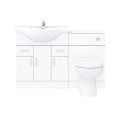 Cove 1250mm Vanity Unit Bathroom Suite + Tap (High Gloss White - Depth 330mm) -Bathroom Suites Sales CV1250CSB n d1 460