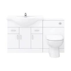 Cove 1320mm Vanity Unit Suite + Tap (High Gloss White - Depth 330mm) -Bathroom Suites Sales CV1320BST D5 460 1
