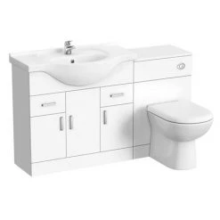 Cove 1320mm Vanity Unit Suite + Tap (High Gloss White - Depth 330mm) -Bathroom Suites Sales CV1320BST d5 460