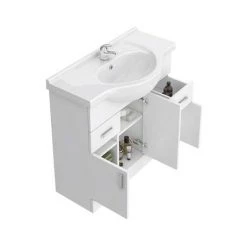 Cove 1320mm Vanity Unit Suite + Tap (High Gloss White - Depth 330mm) -Bathroom Suites Sales CV1320BST d6 460