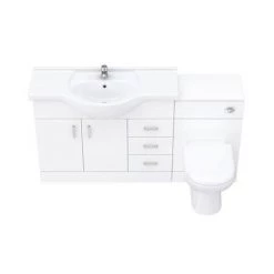 Cove 1520mm Vanity Unit Bathroom Suite (High Gloss White - Depth 330mm) -Bathroom Suites Sales CV1520BS D3 460 1