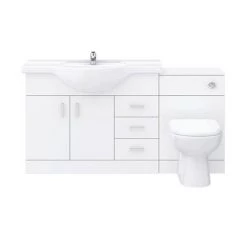 Cove 1520mm Vanity Unit Bathroom Suite (High Gloss White - Depth 330mm) -Bathroom Suites Sales CV1520BS D4 460