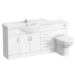 Cove 1700mm Vanity Unit Suite + Tap (High Gloss White - Depth 330mm) -Bathroom Suites Sales CV1700BST d1 460