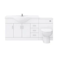 Cove 1700mm Vanity Unit Suite + Tap (High Gloss White - Depth 330mm) -Bathroom Suites Sales CV1700BST n d5 460
