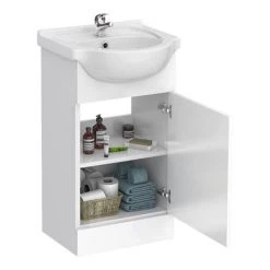 Cove 950mm Cloakroom Vanity Unit Suite + Basin Mixer (Gloss White - Depth 300mm) -Bathroom Suites Sales CV450WCDTY305 detail3 460
