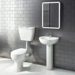 Cove 4 Piece Bathroom Suite (Low Level Toilet incl. Push Button Cistern w. Basin)