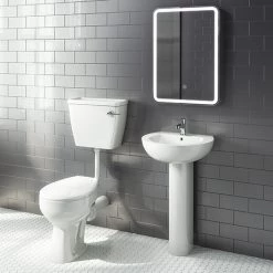 Cove 4 Piece Bathroom Suite (Low Level Toilet incl. Lever Cistern w. Basin)