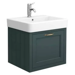 Chatsworth Wall Hung Green Vanity with Brass Handle & Low Level Toilet -Bathroom Suites Sales CWH560GRNBLL d2 460