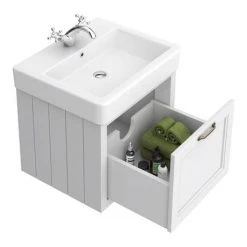 Chatsworth Wall Hung White Vanity with Brass Handle & Low Level Toilet -Bathroom Suites Sales CWH560WHTBLL d2 460