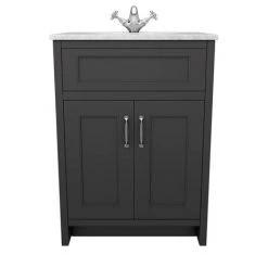 Chatsworth White Marble Traditional Graphite Vanity Unit + Toilet Package -Bathroom Suites Sales CWM610WCBLK n d2 460