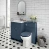 Chatsworth White Marble Traditional Blue Vanity Unit + Toilet Package