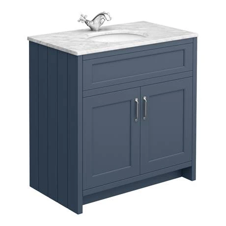 Chatsworth White Marble 810mm Traditional Blue Vanity Unit + Toilet Package 2 Chatsworth White Marble 810mm Traditional Blue Vanity Unit + Toilet Package - Image 2