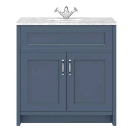 Chatsworth White Marble 810mm Traditional Blue Vanity Unit + Toilet Package 4 Chatsworth White Marble 810mm Traditional Blue Vanity Unit + Toilet Package - Image 4