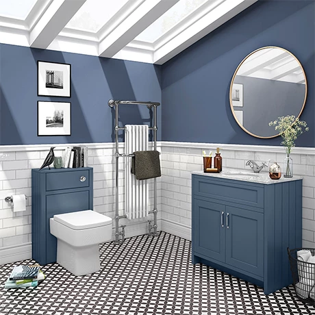 Chatsworth White Marble 810mm Traditional Blue Vanity Unit + Toilet Package 1 Chatsworth White Marble 810mm Traditional Blue Vanity Unit + Toilet Package