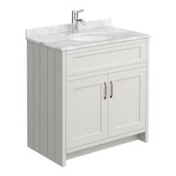 Chatsworth White Marble 810mm Traditional Grey Vanity Unit + Toilet Package -Bathroom Suites Sales CWM810WCGRY d6 460