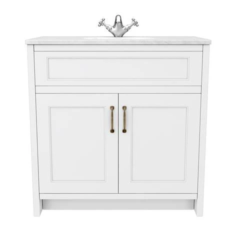 Chatsworth White Marble 810mm Traditional White Vanity Unit + Toilet Package 4 Chatsworth White Marble 810mm Traditional White Vanity Unit + Toilet Package - Image 4