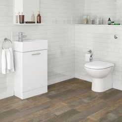 Nuie Cubix Gloss White Vanity Unit with Concealed Cistern, D-Shaped BTW Pan & Soft Close Seat