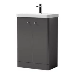 Cruze B-Shaped Shower Bath Suite - 1700mm with Grey Vanity Unit and Toilet -Bathroom Suites Sales CZSBS17G d5 460