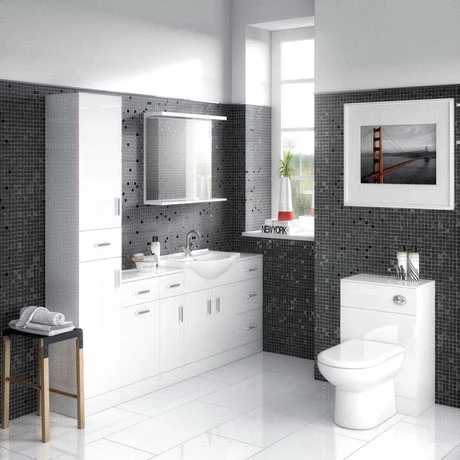 Cove 6 Piece Vanity Unit Bathroom Suite (High Gloss White - Depth 300mm) 1 Cove 6 Piece Vanity Unit Bathroom Suite (High Gloss White - Depth 300mm)