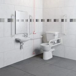 Bathroom Suites Sales 27 Milton Doc M Pack - Accessible Bathroom Toilet, Basin + White Grab Rails