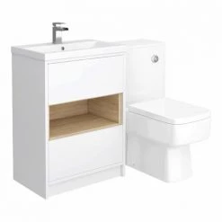 Haywood White Modern Sink Vanity Unit + Toilet Package -Bathroom Suites Sales HYWVTP d5 460