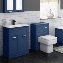 Keswick Blue 620mm Sink Vanity Unit + Toilet Package